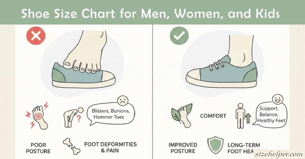 Shoe Size Chart for Men, Women, and Kids