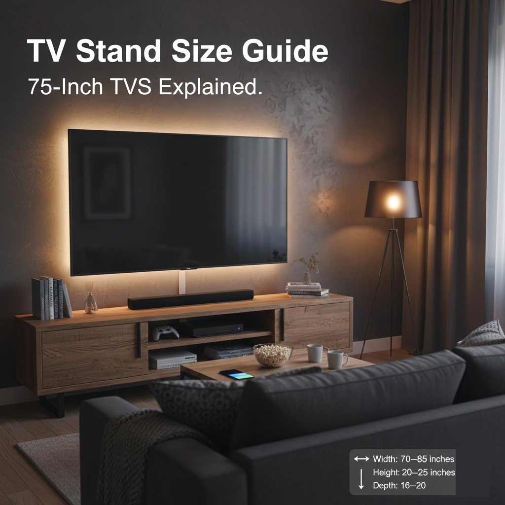 TV Stand Size Guide for 75 Inch TVs With Chart