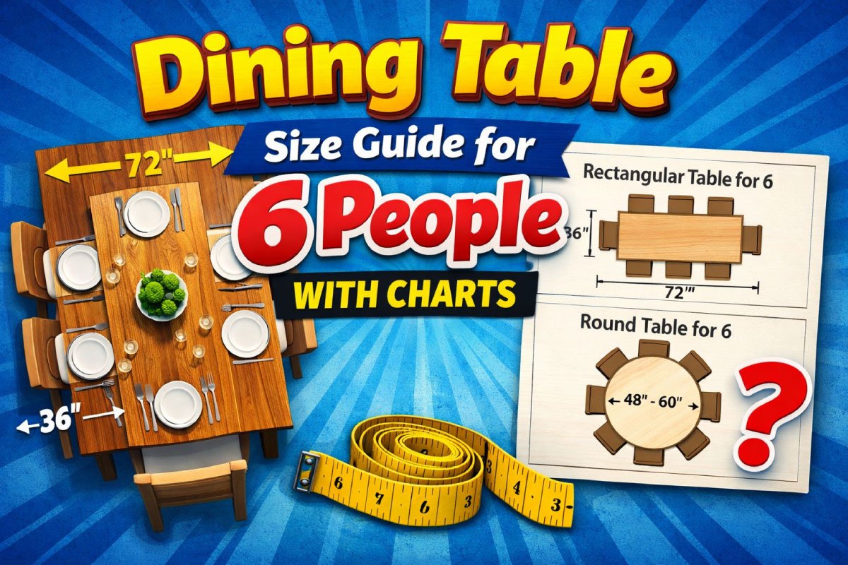 Dining Table Size Guide for 6 People With Charts