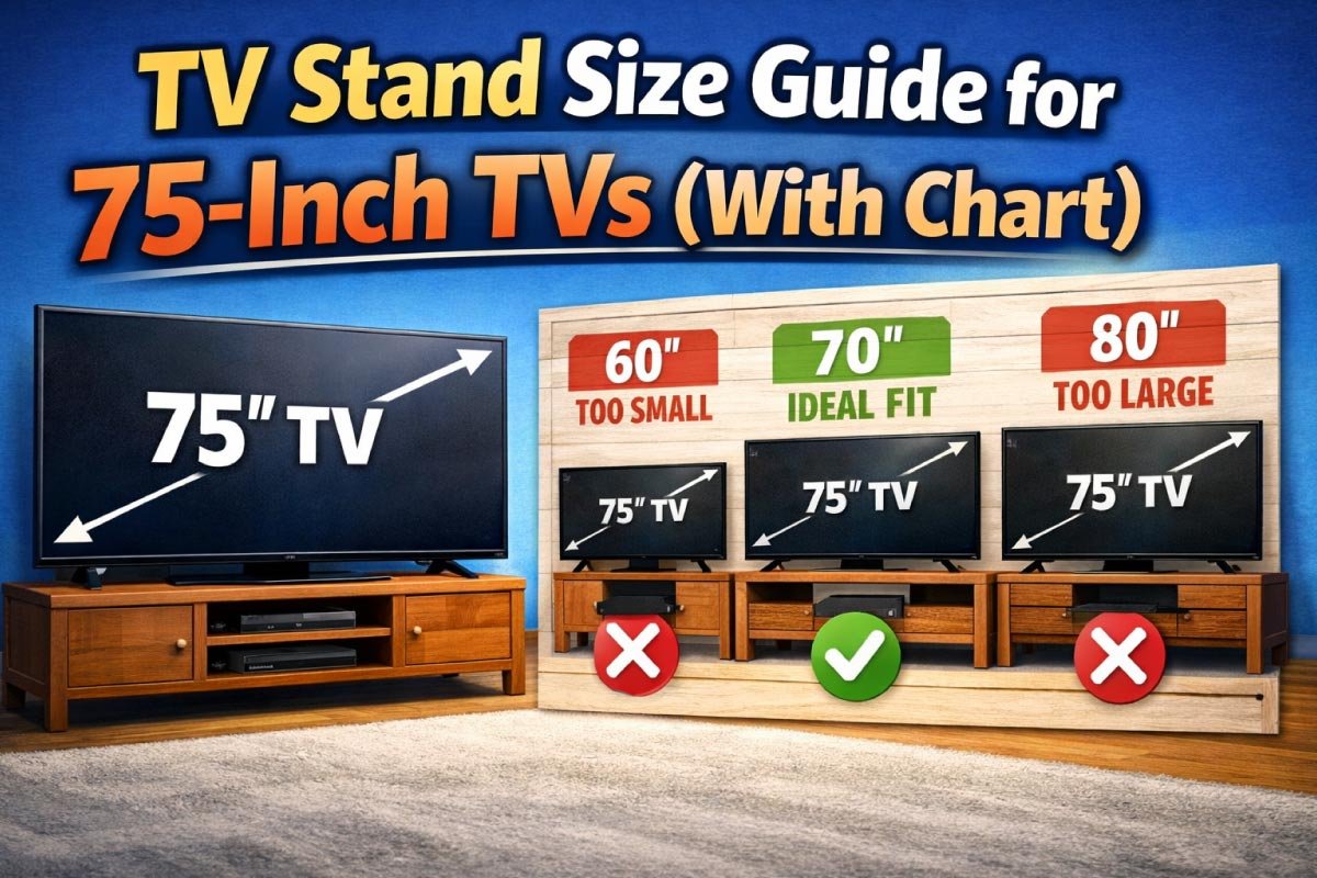 TV Stand Size Guide for 75‑Inch TVs (With Chart)