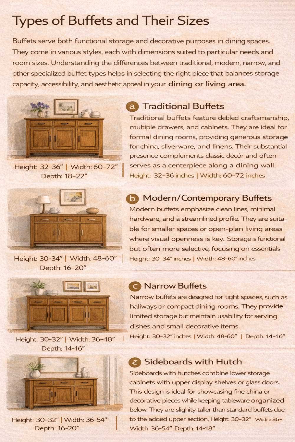 Types of Buffets and Their Sizes
