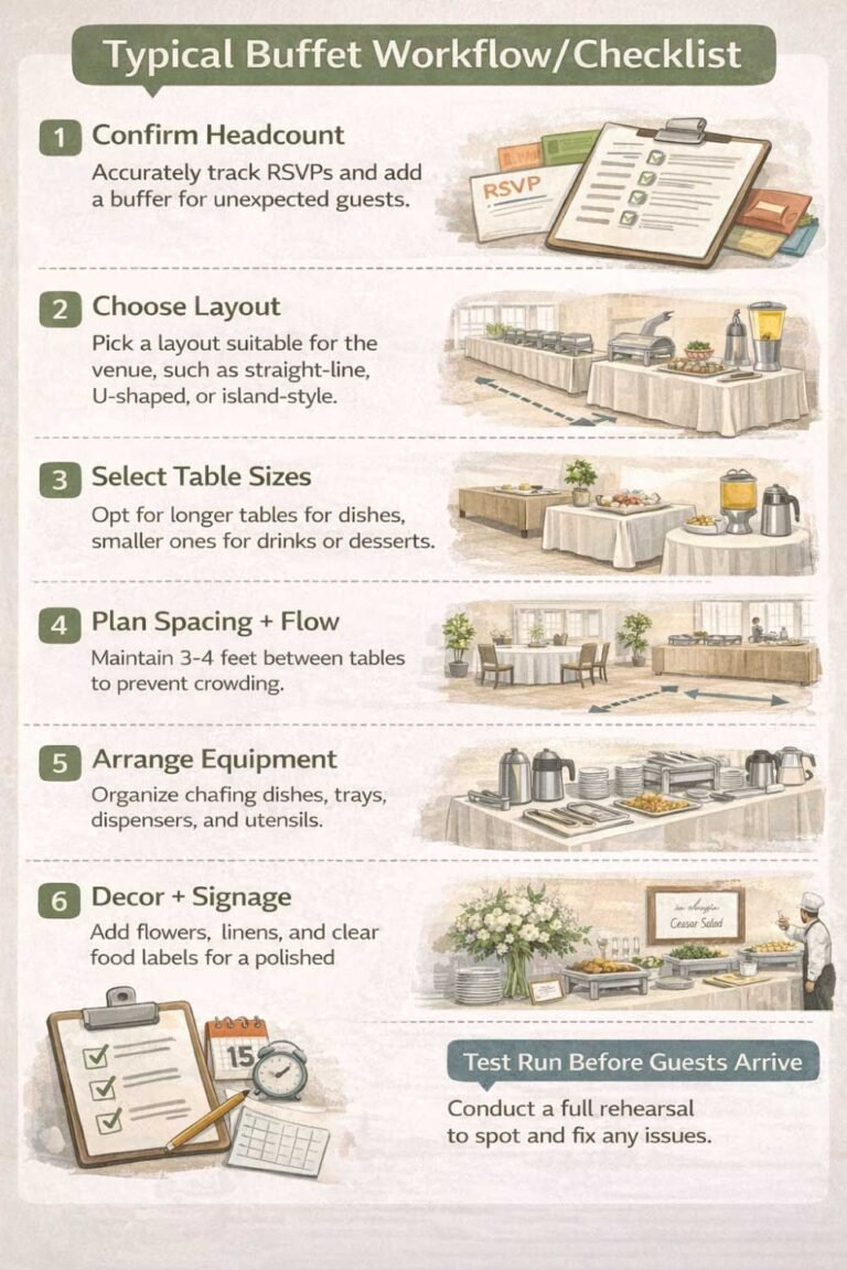 Buffet Table Sizes Guide with Standard Measurements - Size Helper