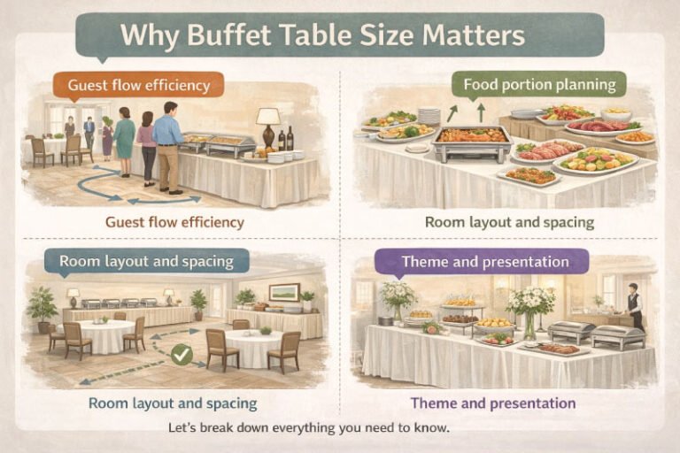 Buffet Table Sizes Guide with Standard Measurements - Size Helper