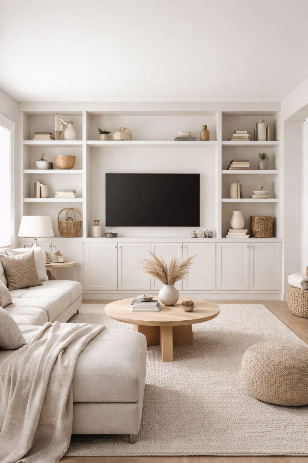 Apartment Living Room with Built-In Storage