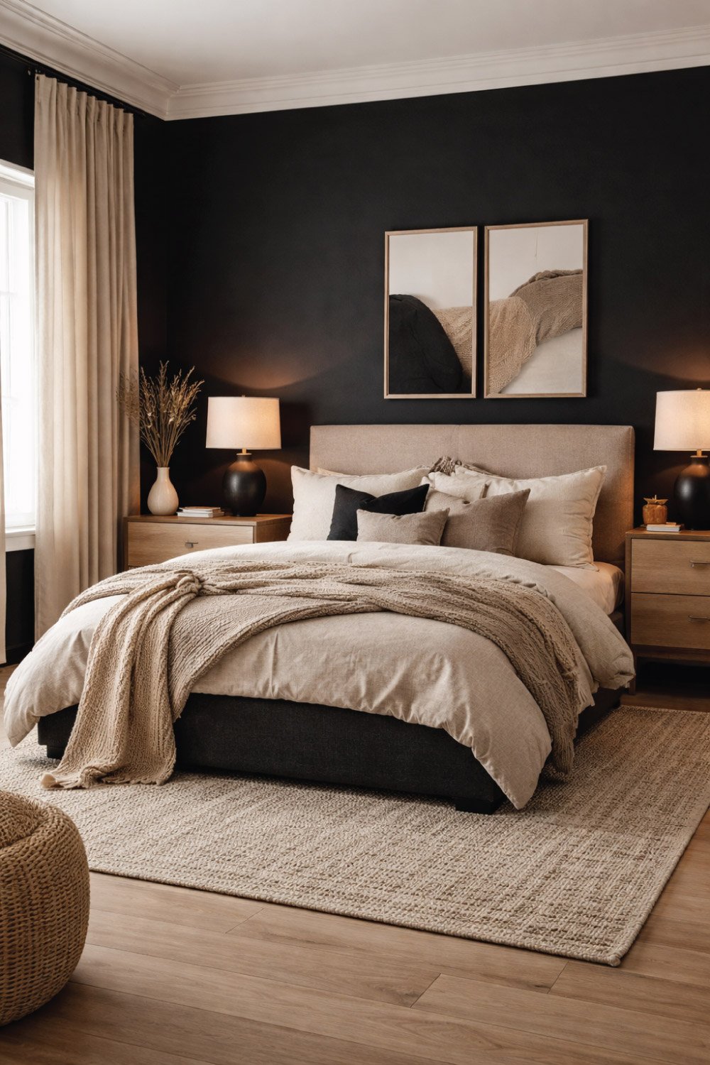 Black and Beige Bedroom Balance DEGIN