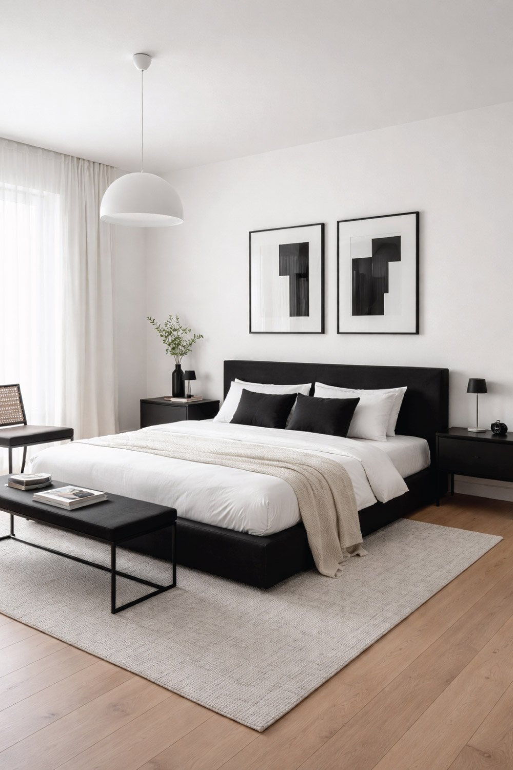 Black and White Minimalist Bedroom DEGIN