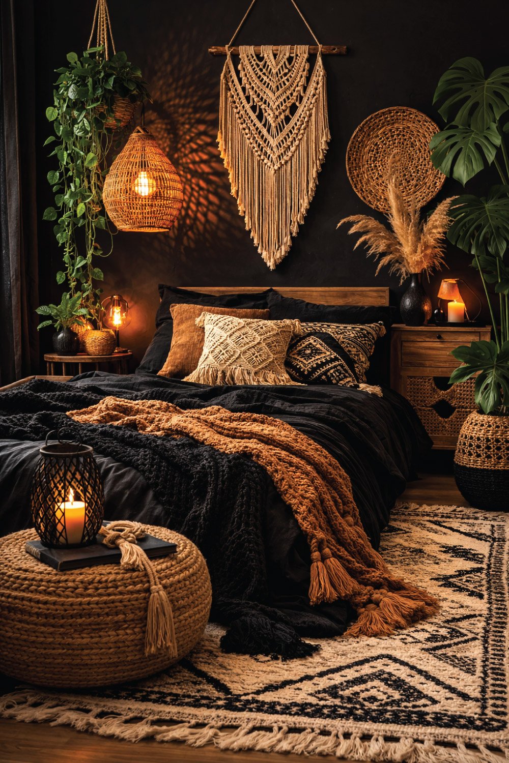 Boho Black Bedroom Style DEGIN