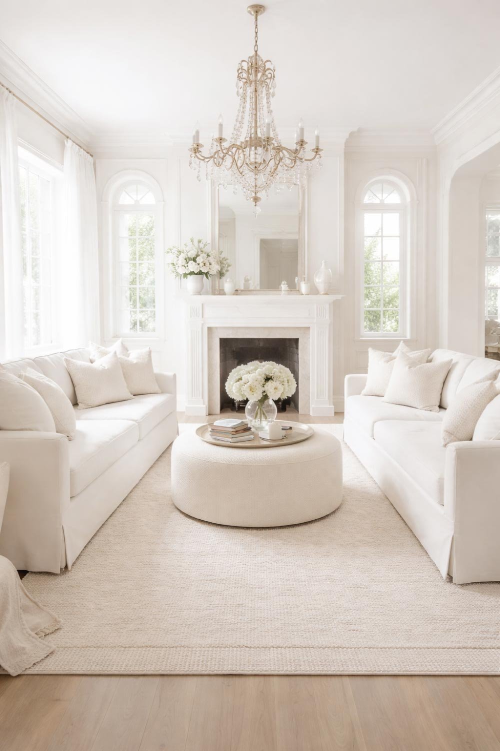 Classic All-White Living Room