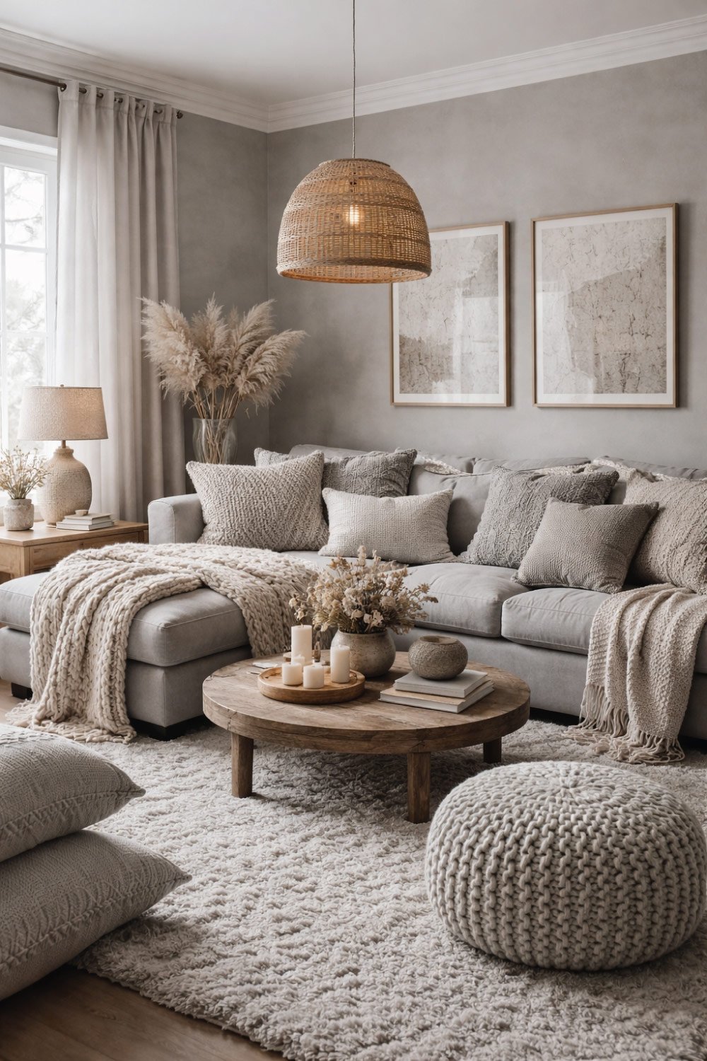 Cozy Gray Living Room with Textures