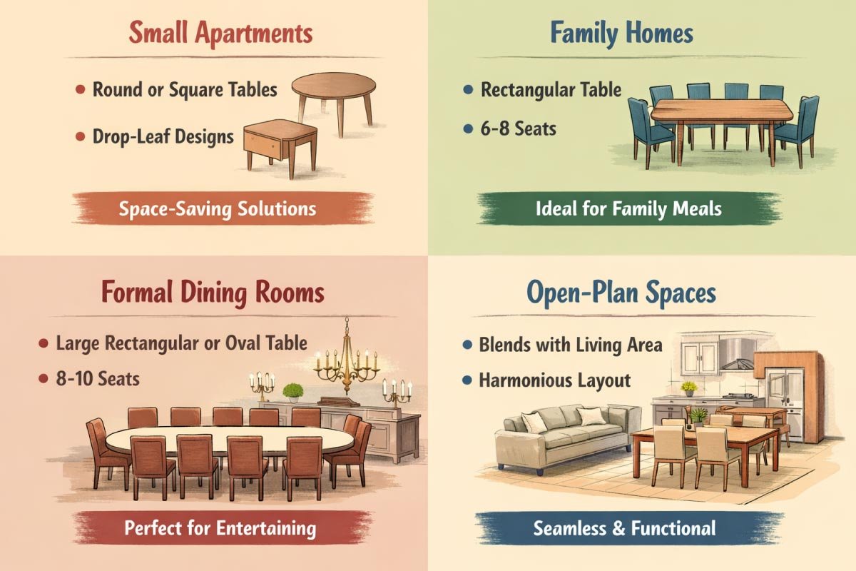 Dining Table Size for Different Lifestyles
