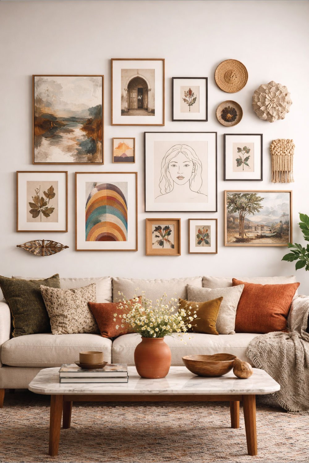 Gallery Wall of Mixed Art