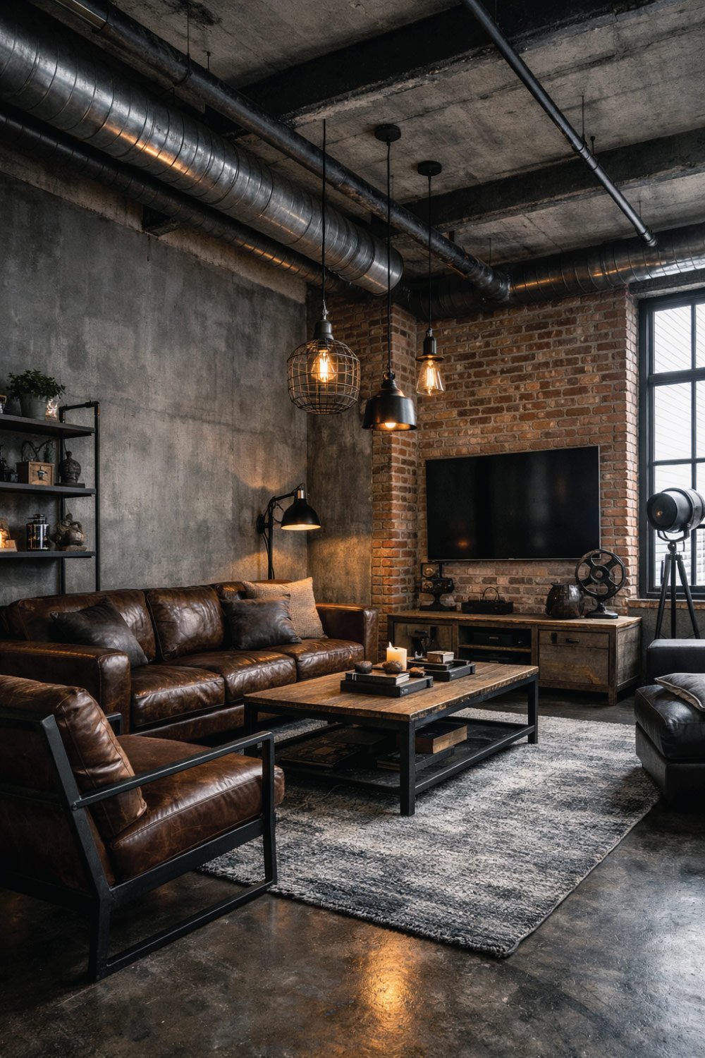 Gray Living Room with Industrial Style