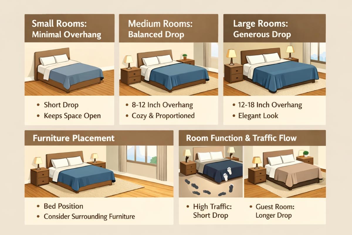 How Room Size Influences Blanket Drop and Overhang