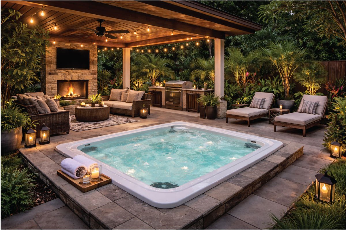 Patio Outdoor Jacuzzi Design