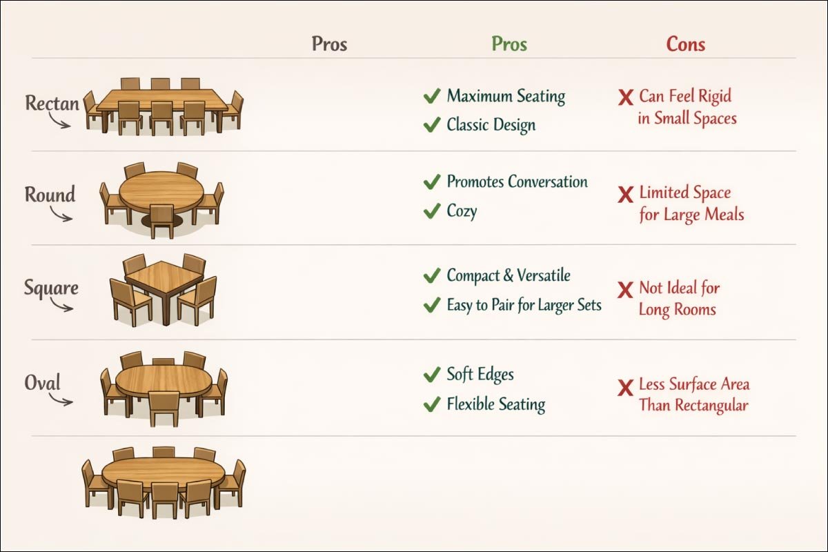 Pros and Cons of Table Shapes