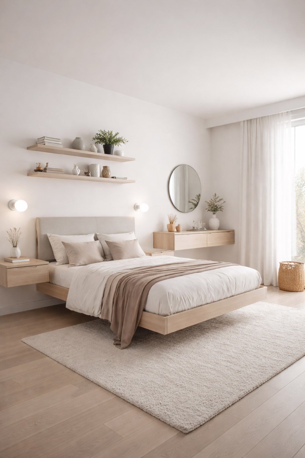 Simple Bedroom with Floating Furniture degin