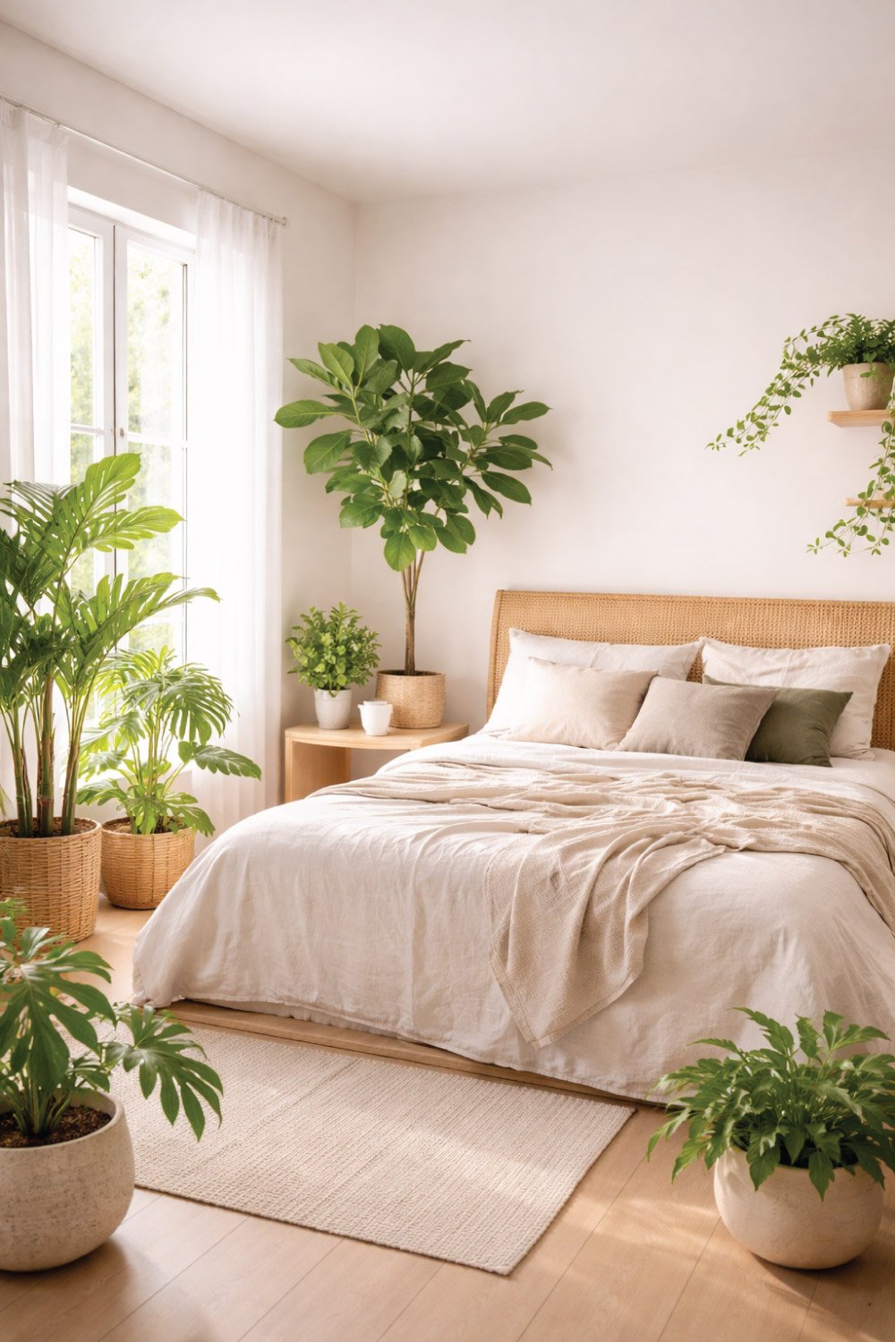 Simple Bedroom with Indoor Plants-degin