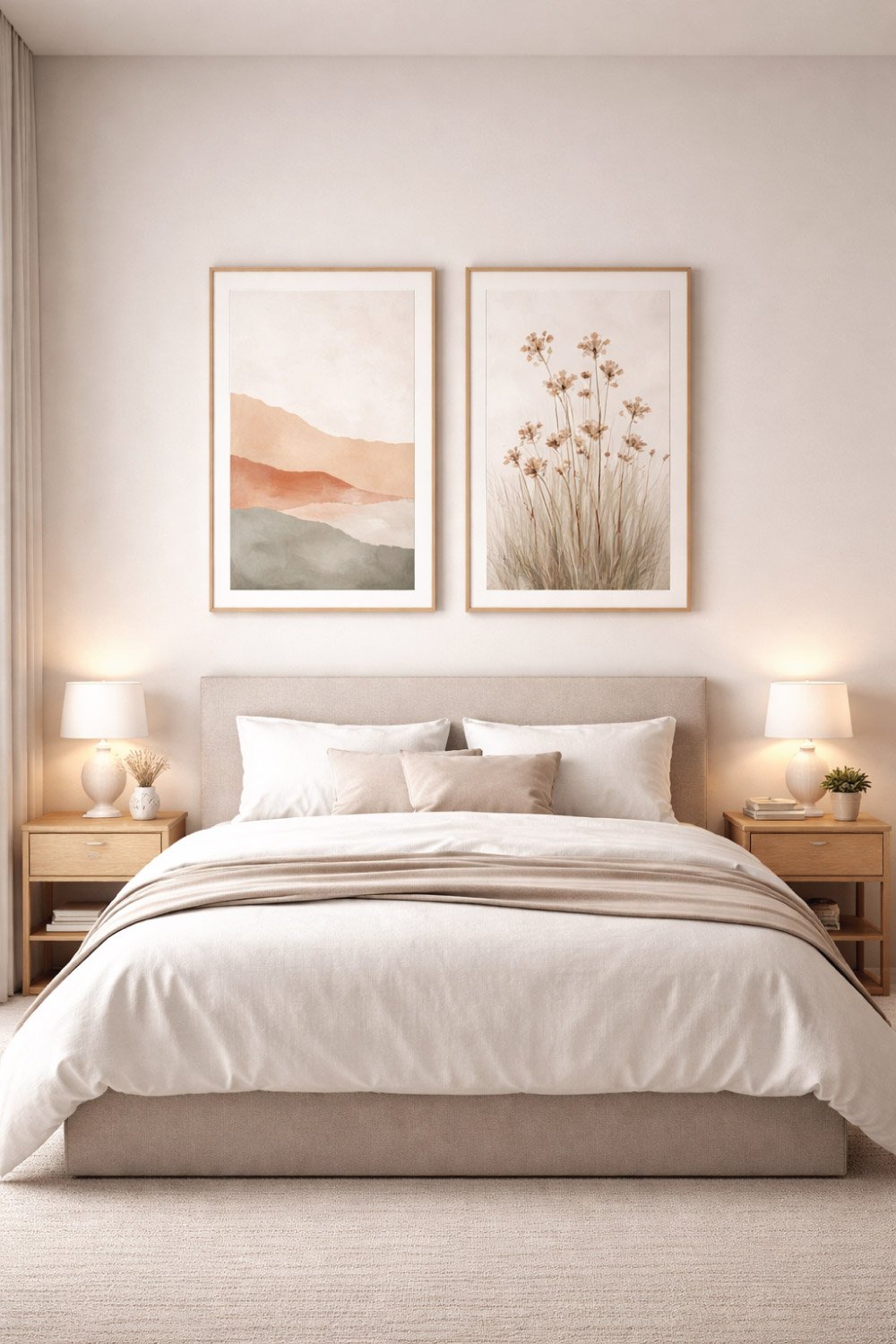 Simple Bedroom with Wall Art Focus-degin