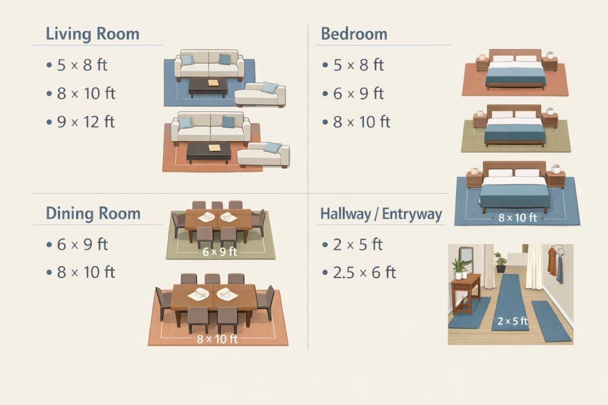 Use Standard Rug Sizing as a Reference