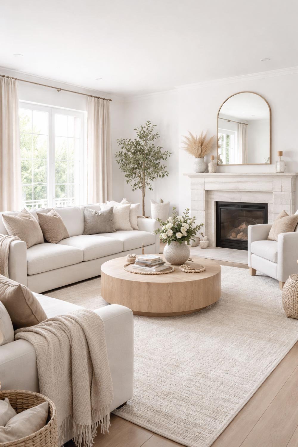 White Living Room with Neutral Accents