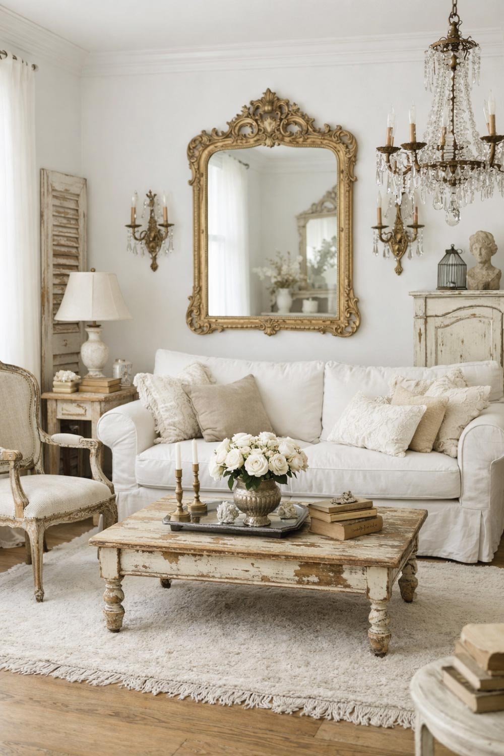 White Living Room with Vintage Charm