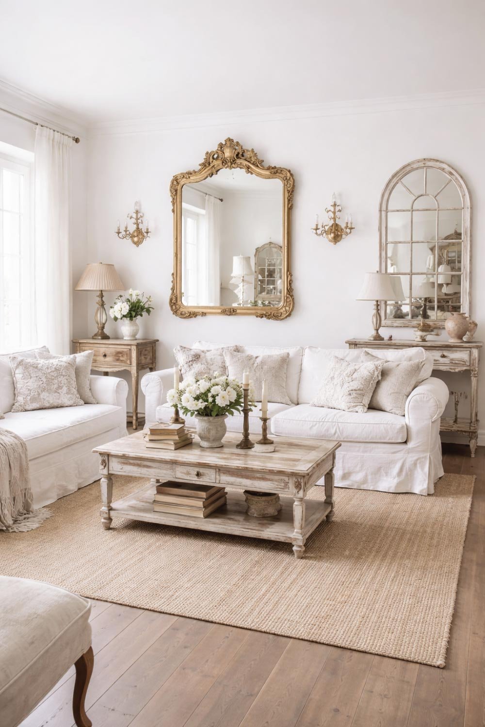White Living Room with Vintage Charm