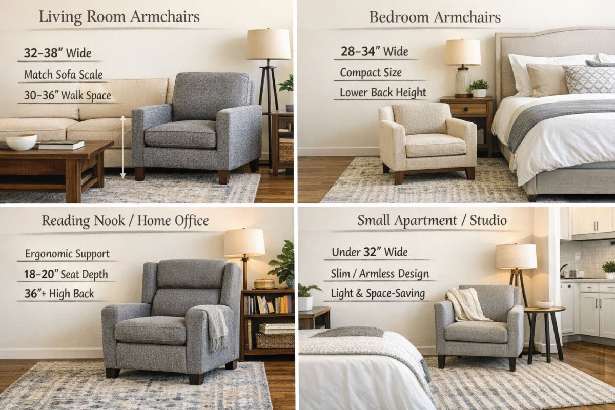 Armchair Sizes by Room Type