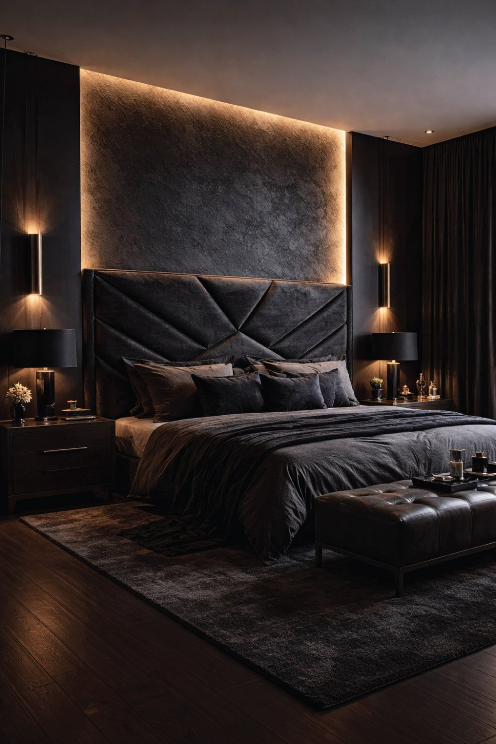 Dark & Moody Luxury Bedroom degin