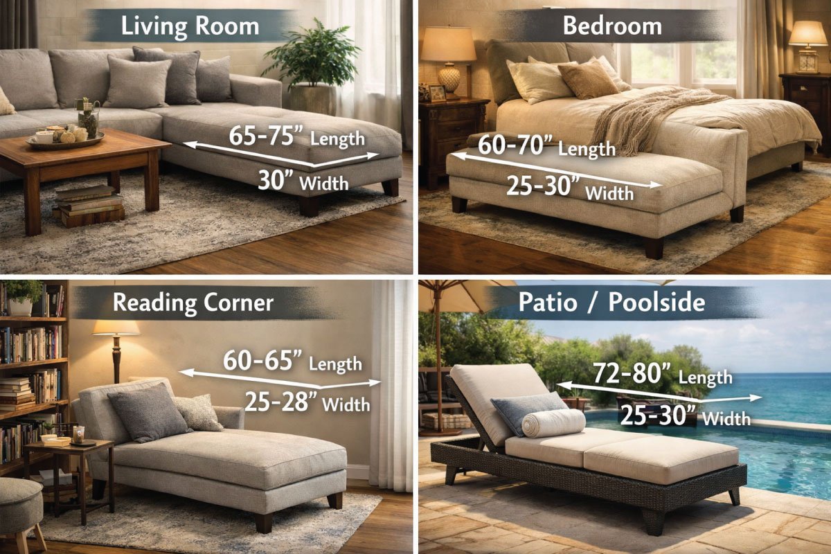 Ideal Chaise Lounge Size for Different Rooms