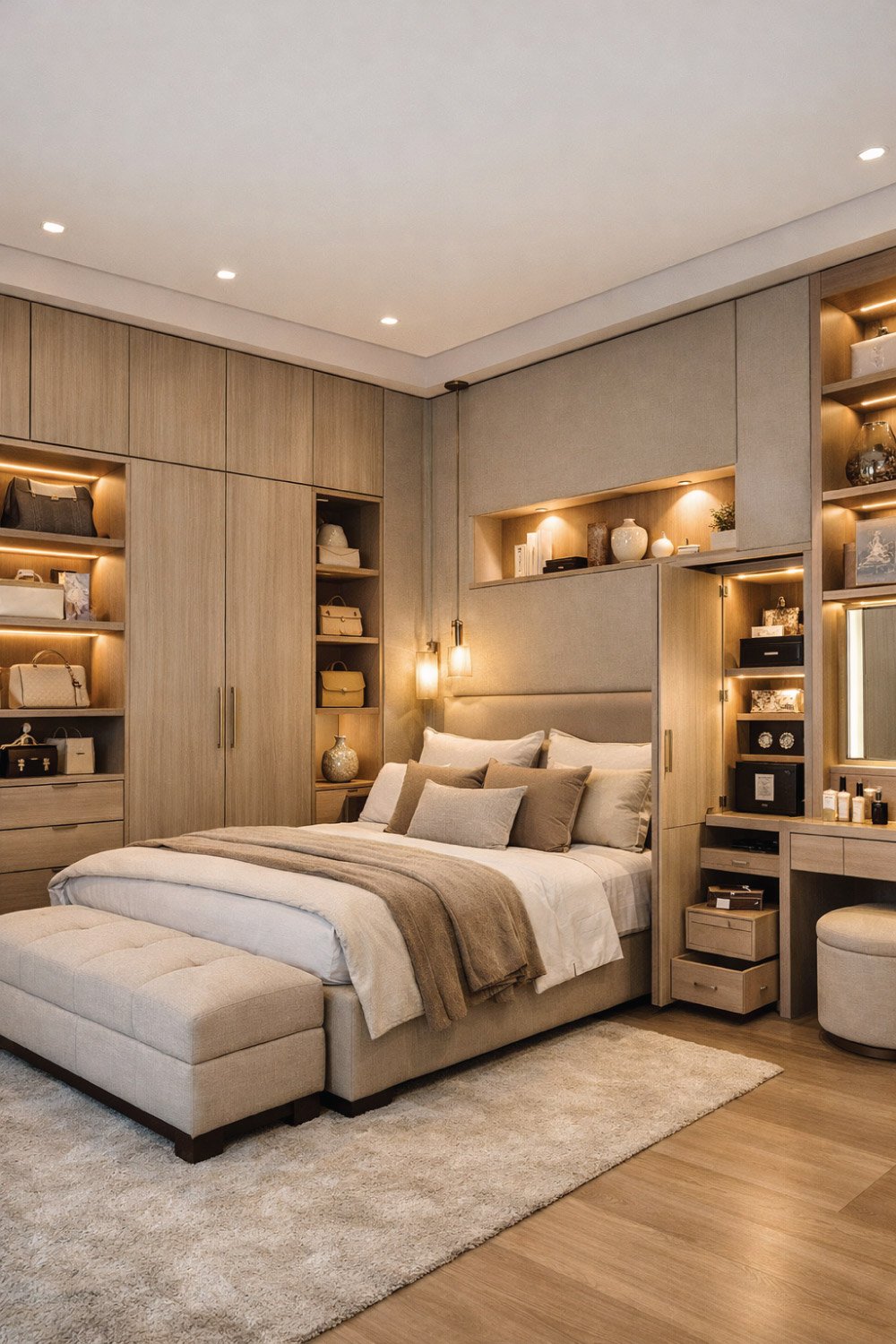 Luxury Bedroom with Customized Storage degin