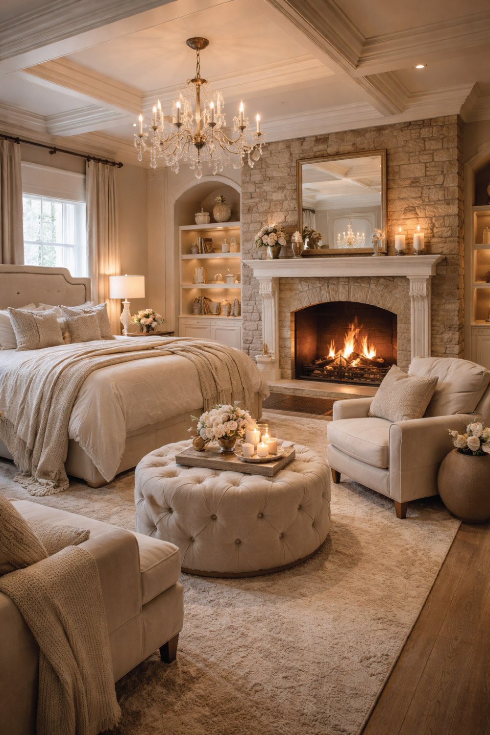 Luxury Bedroom with Fireplace degin