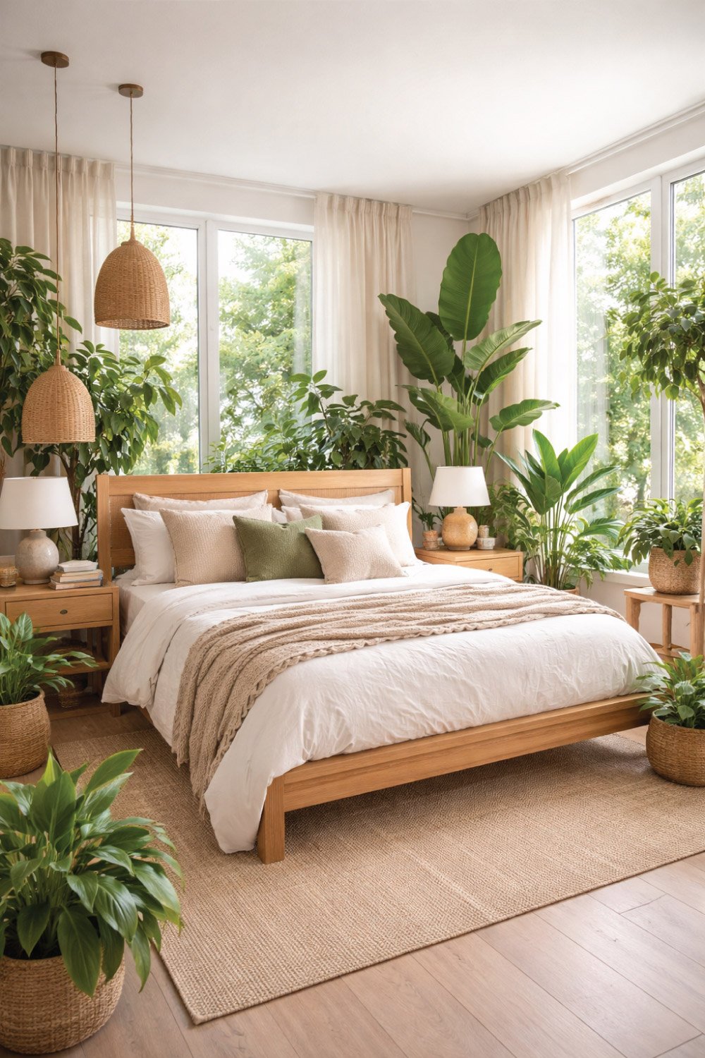 Luxury Bedroom with Indoor Plants deigin