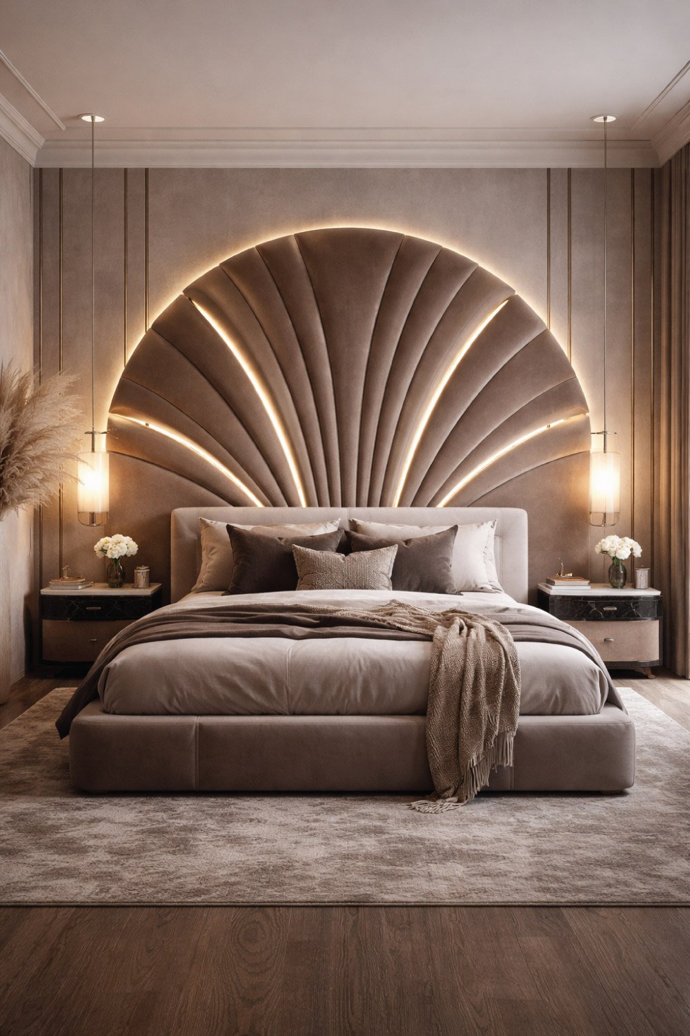 Luxury Bedroom with Statement Headboard degin