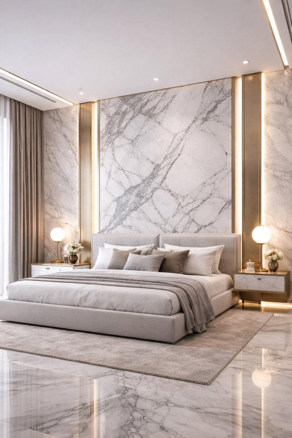 Marble-Accented Luxury Bedroom degin