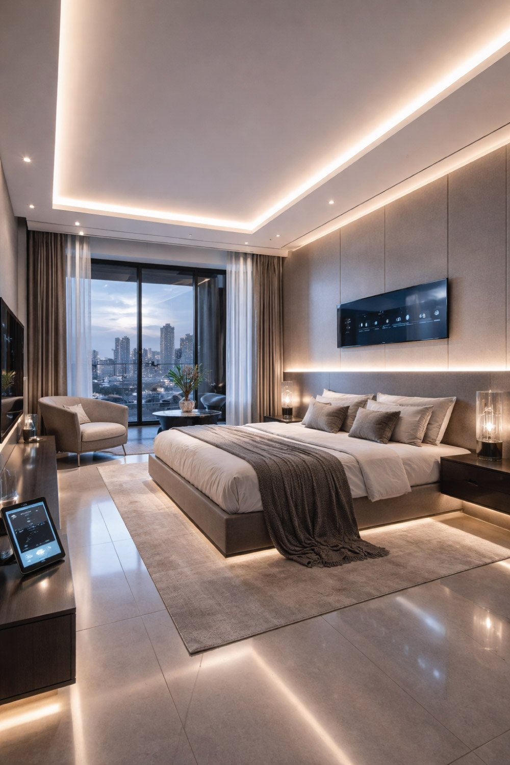 Modern Luxury Bedroom with Smart Technology degin