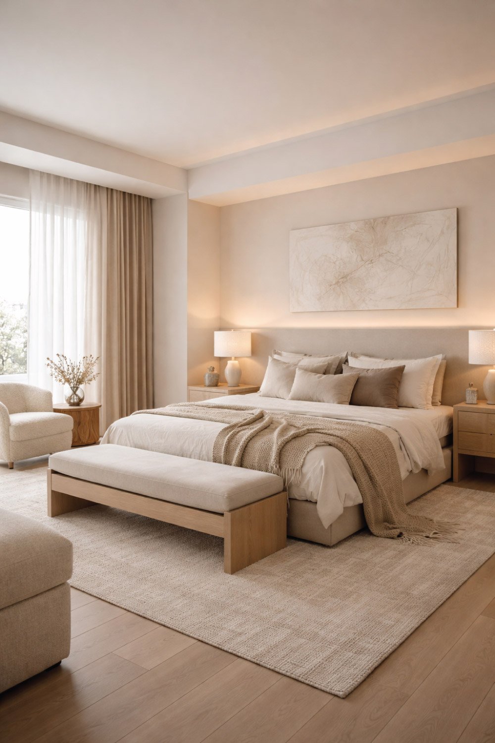 Neutral-Tone Luxury Master Bedroom degin