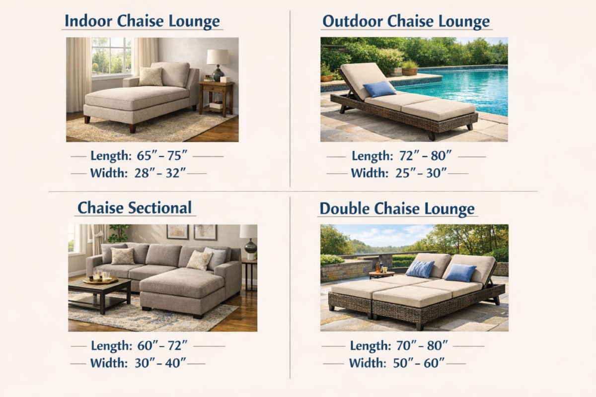 Types of Chaise Lounges and Their Sizes