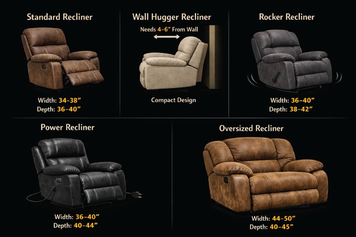 Types of Recliners and Their Size Differences