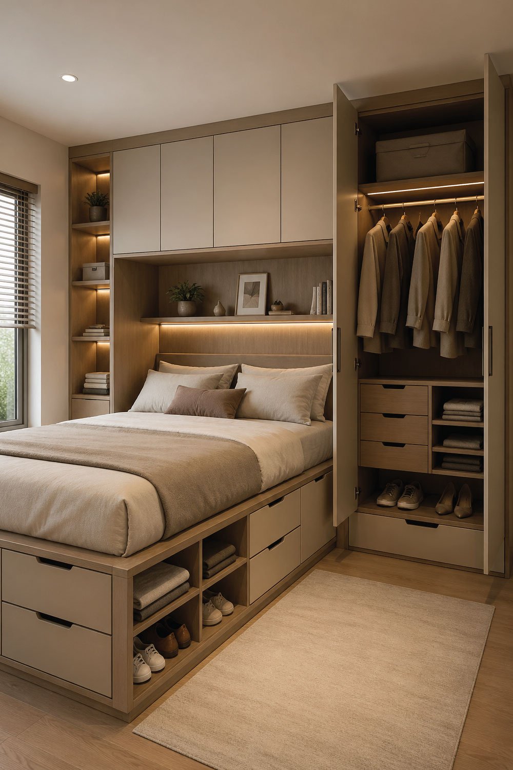 Bed with Built In Wardrobe