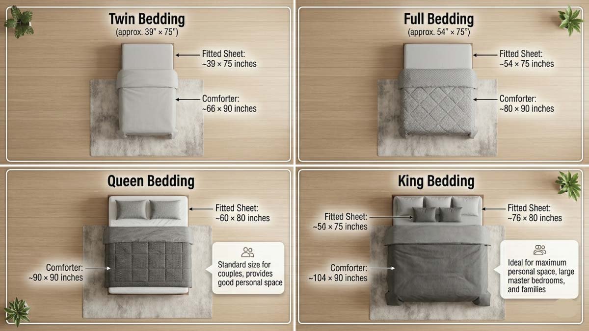 Bedding Size Guide (In Inches)