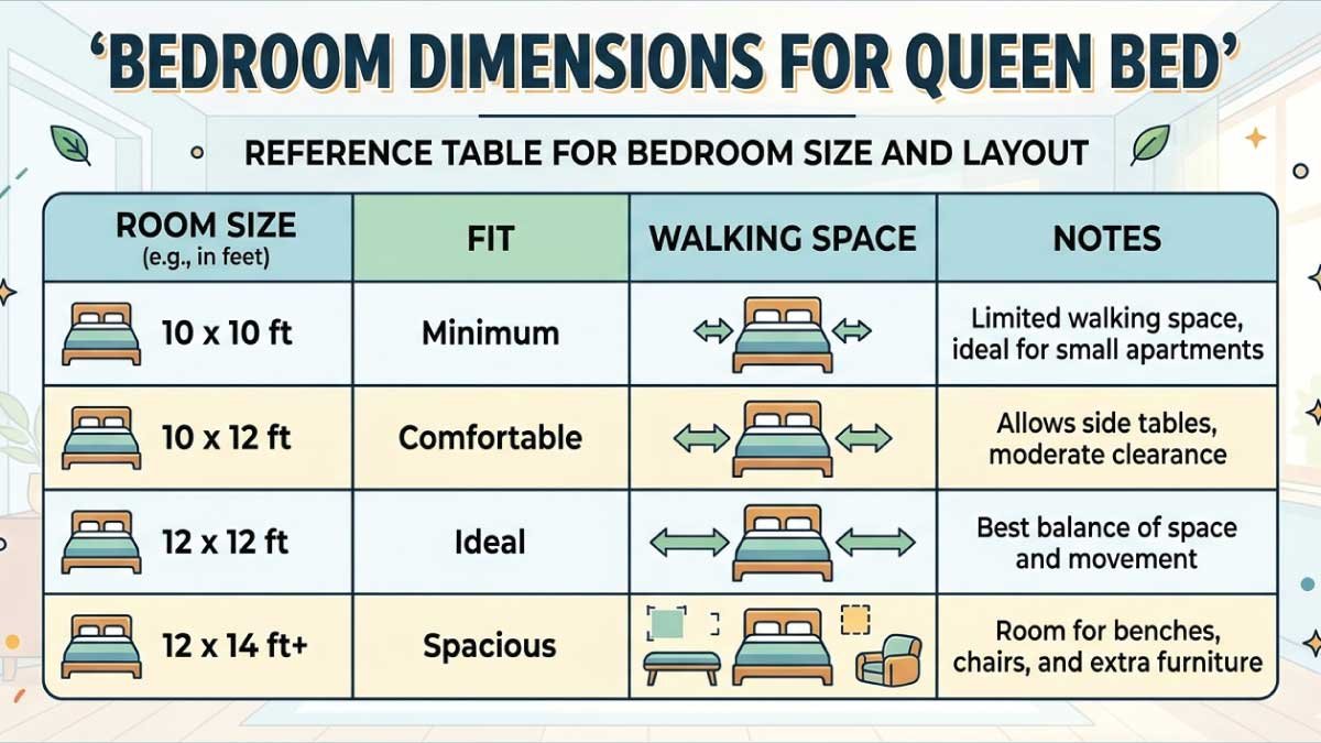 Bedroom Dimensions for Queen Bed