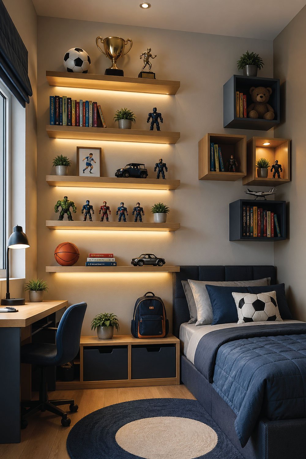 . Go Vertical with Wall Shelves