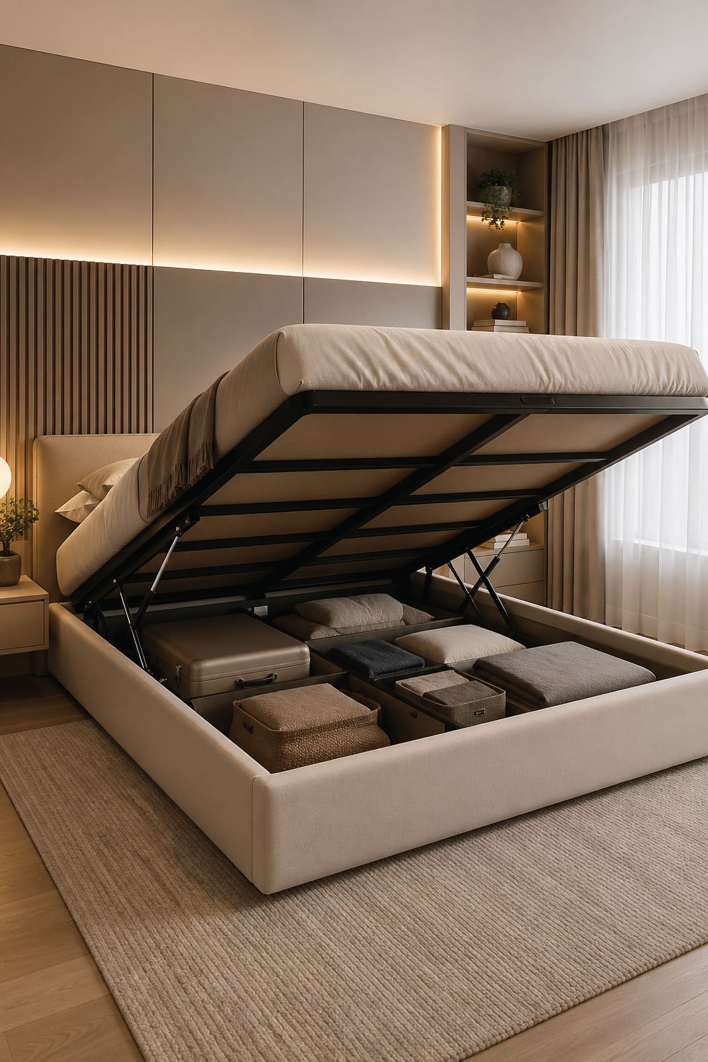 Hydraulic Lift Up Storage Bed