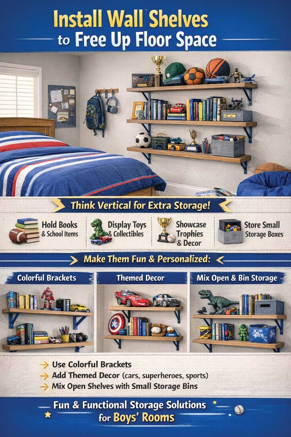 Install Wall Shelves to Free Up Floor Space