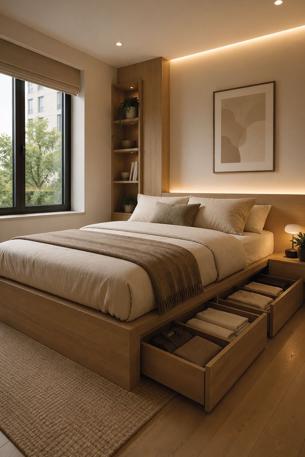 Platform Bed with Built-In Drawers