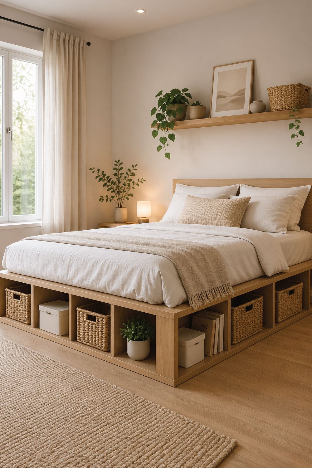 Storage Bed with Open Cubbies