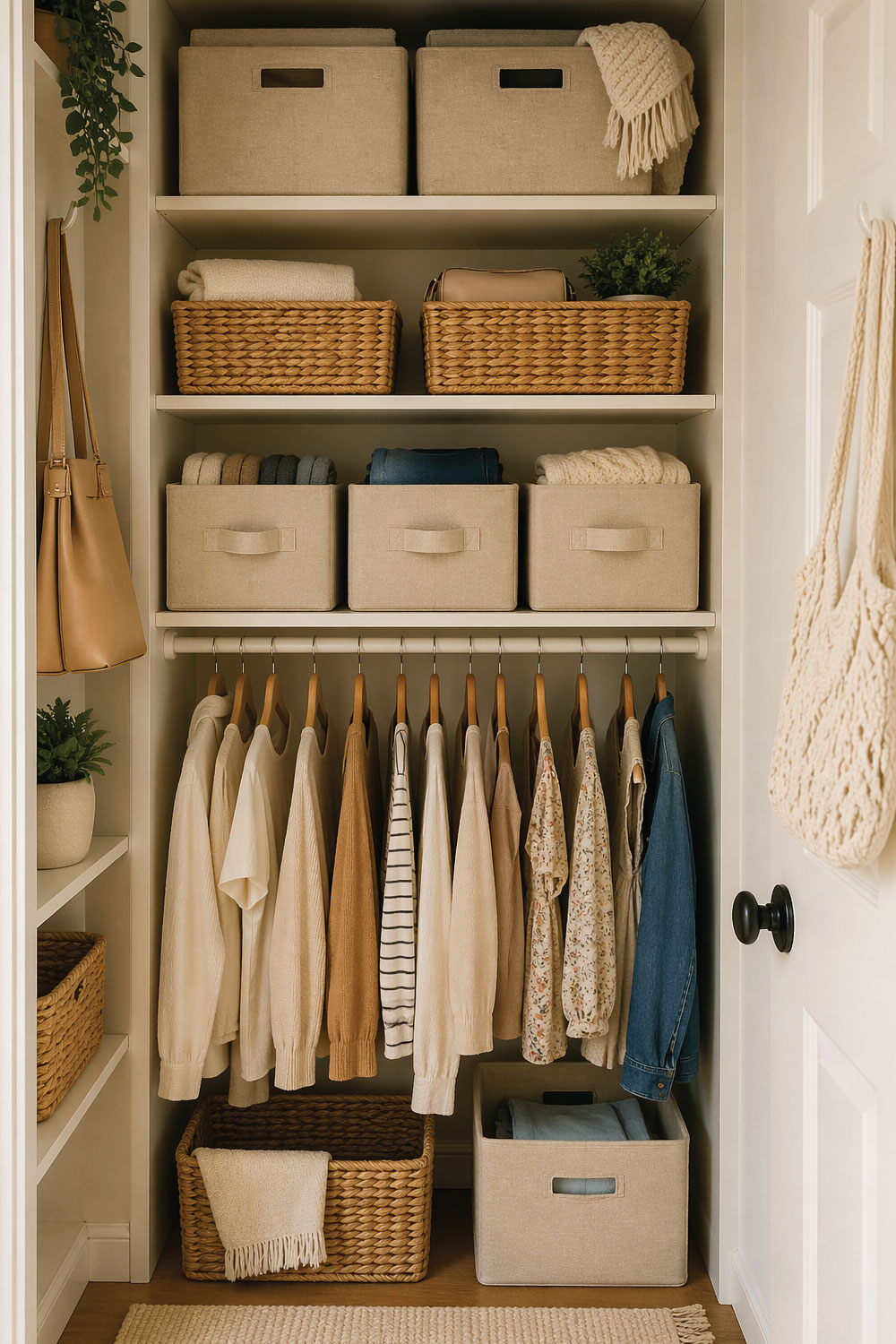 Use Baskets and Fabric Boxes
