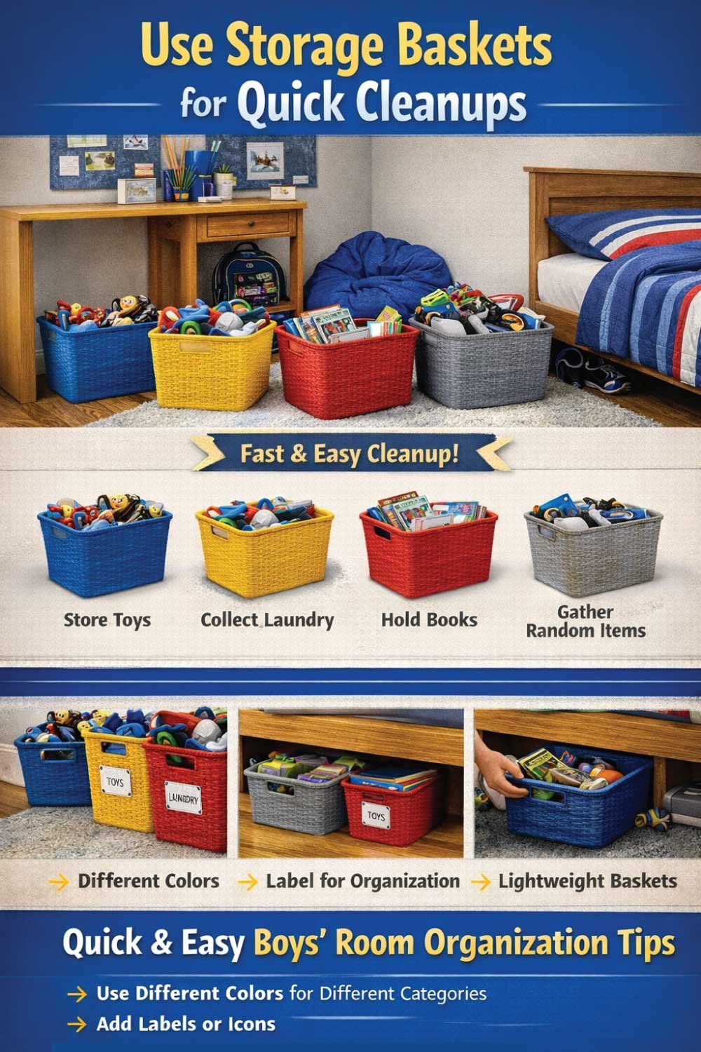 Use Storage Baskets for Quick Cleanups