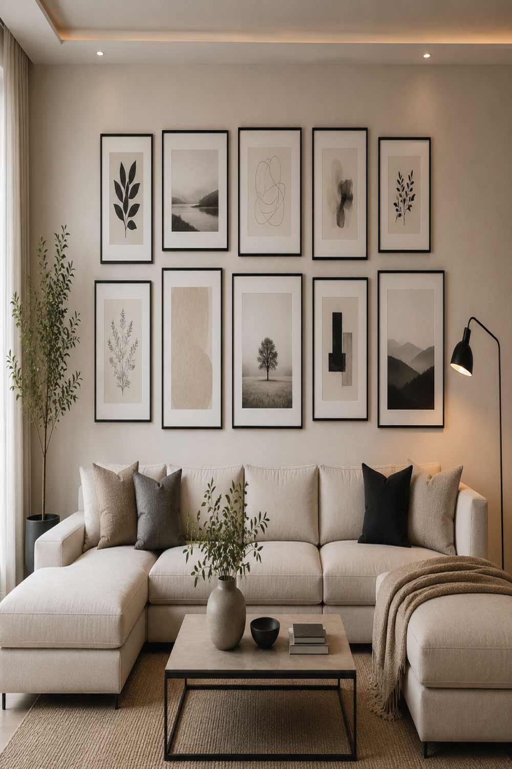 Neutral Gallery Walls with Consistent Framing