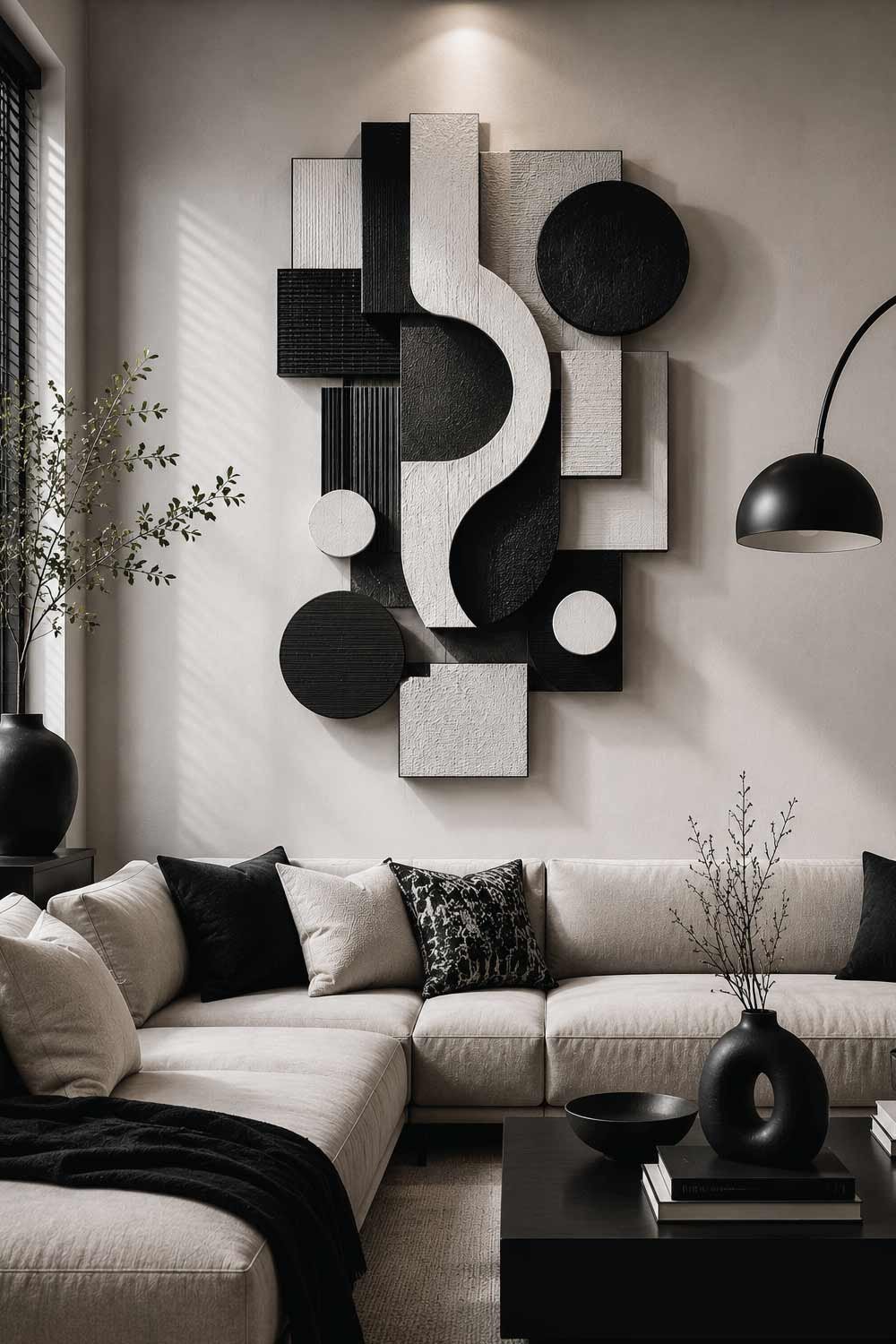 Sculptural Wall Art in Black and White
